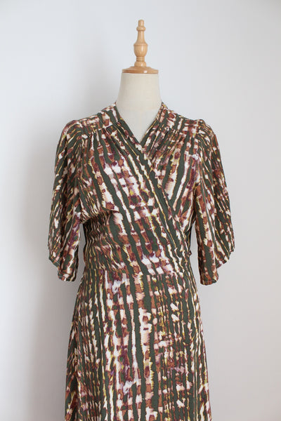 LIRA & FYNN WRAP PRINTED DRESS - SIZE S