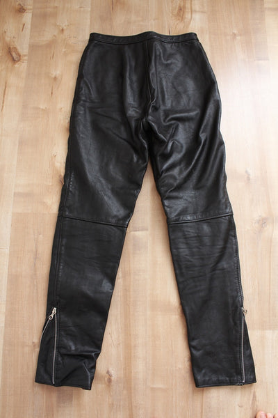 VINTAGE LEATHER ZIP TROUSERS - SIZE 8