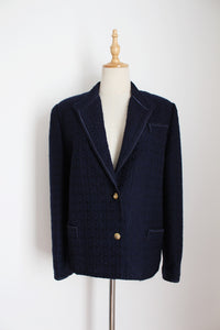CARBENEL PARIS VINTAGE WOOL BLAZER NAVY - SIZE 10