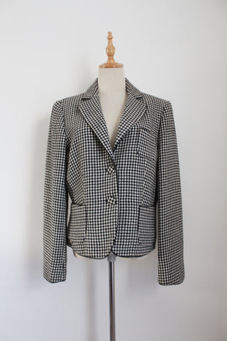19.70 VINTAGE WOOL HOUNDSTOOTH BLAZER - SIZE 12