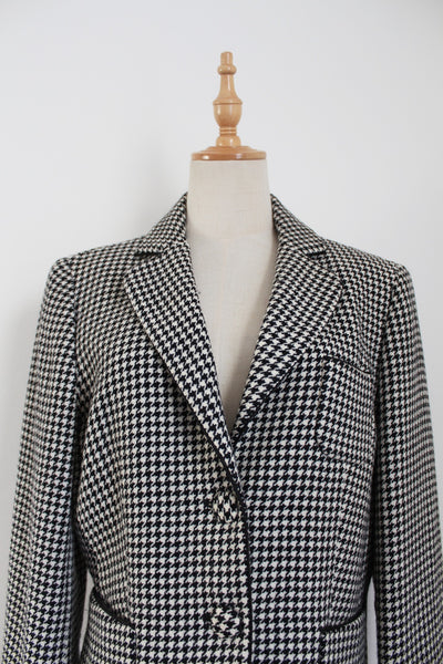 19.70 VINTAGE WOOL HOUNDSTOOTH BLAZER - SIZE 12