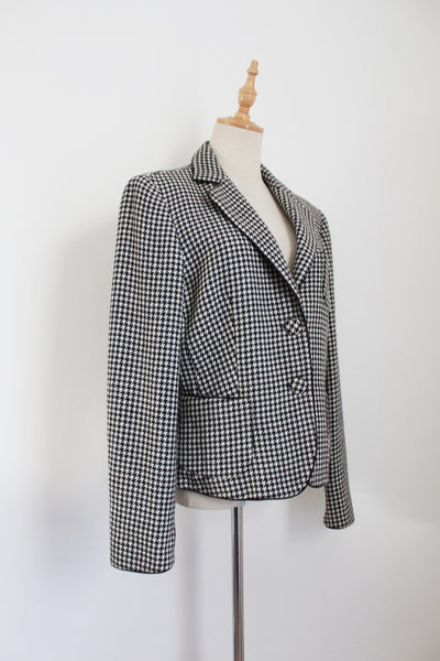 19.70 VINTAGE WOOL HOUNDSTOOTH BLAZER - SIZE 12