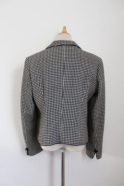 19.70 VINTAGE WOOL HOUNDSTOOTH BLAZER - SIZE 12