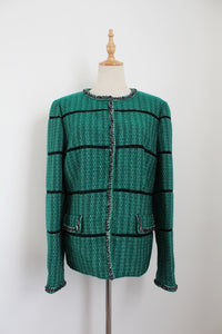 RENA LANGE TWEED JACKET GREEN - SIZE 16