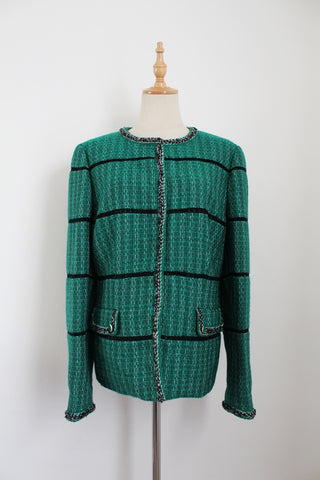 RENA LANGE TWEED JACKET GREEN - SIZE 16
