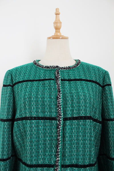 RENA LANGE TWEED JACKET GREEN - SIZE 16