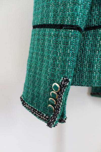 RENA LANGE TWEED JACKET GREEN - SIZE 16