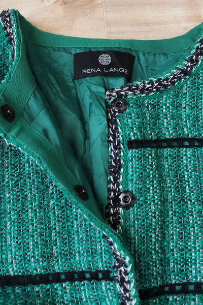 RENA LANGE TWEED JACKET GREEN - SIZE 16