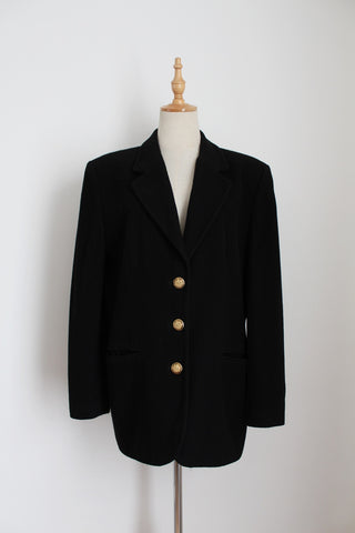 WOOLWORTHS VINTAGE WOOL BLAZER BLACK - SIZE 10