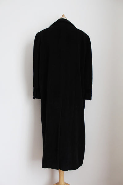 VALENTINO VINTAGE WOOL VELVET COAT BLACK - SIZE 14
