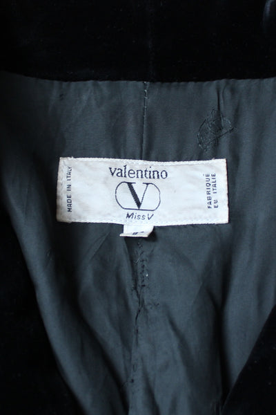 VALENTINO VINTAGE WOOL VELVET COAT BLACK - SIZE 14