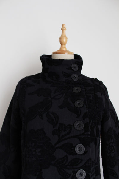 DESIGUAL CHENILLE FLORAL COAT BLACK - SIZE 6