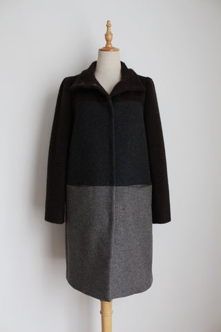 MAX MARA WEEKEND WOOL COAT BROWN - SIZE 8