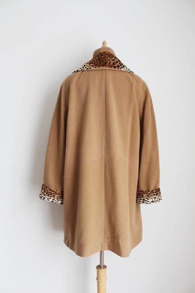 VINTAGE LEOPARD PRINT COAT BEIGE - SIZE 16