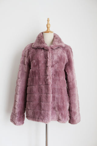 FAUX FUR PLUSH COAT PURPLE - SIZE L