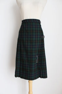 VINTAGE TARTAN KILT SKIRT GREEN - SIZE 8