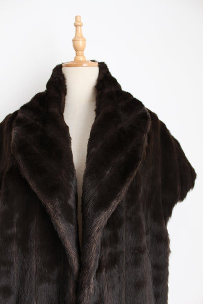 VINTAGE FAUX FUR SHRUG DARK BROWN