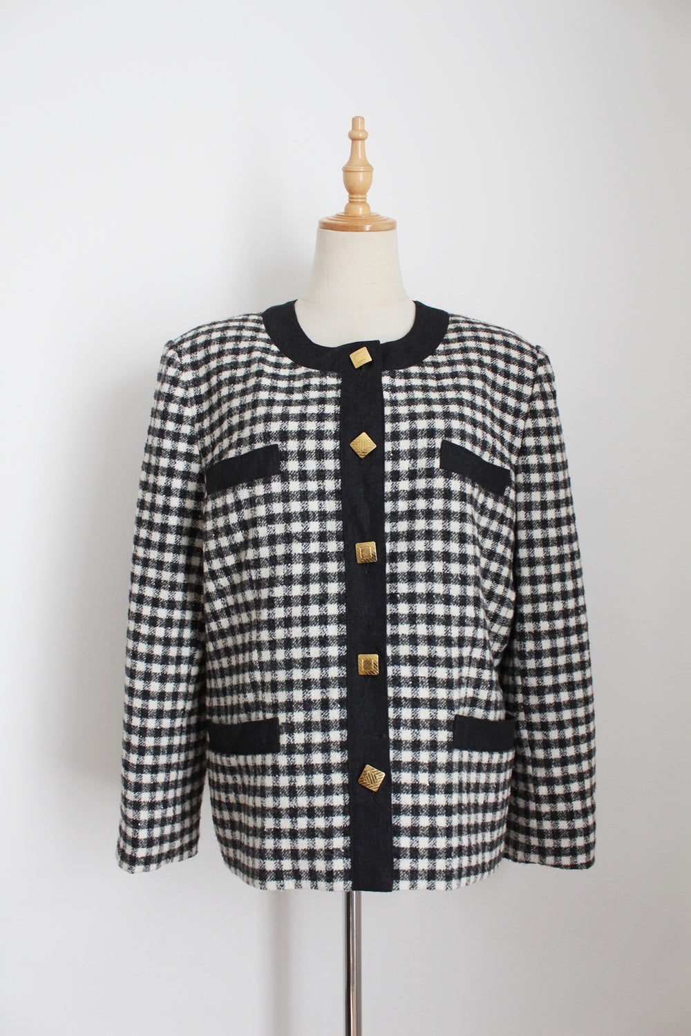 VINTAGE FEDORA HOUNDSTOOTH BLAZER - SIZE 12