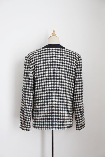 VINTAGE FEDORA HOUNDSTOOTH BLAZER - SIZE 12