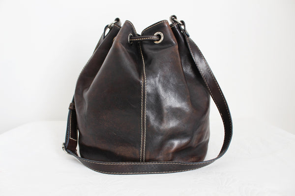 VINTAGE DE MARTINO GENUINE LEATHER BUCKET BAG