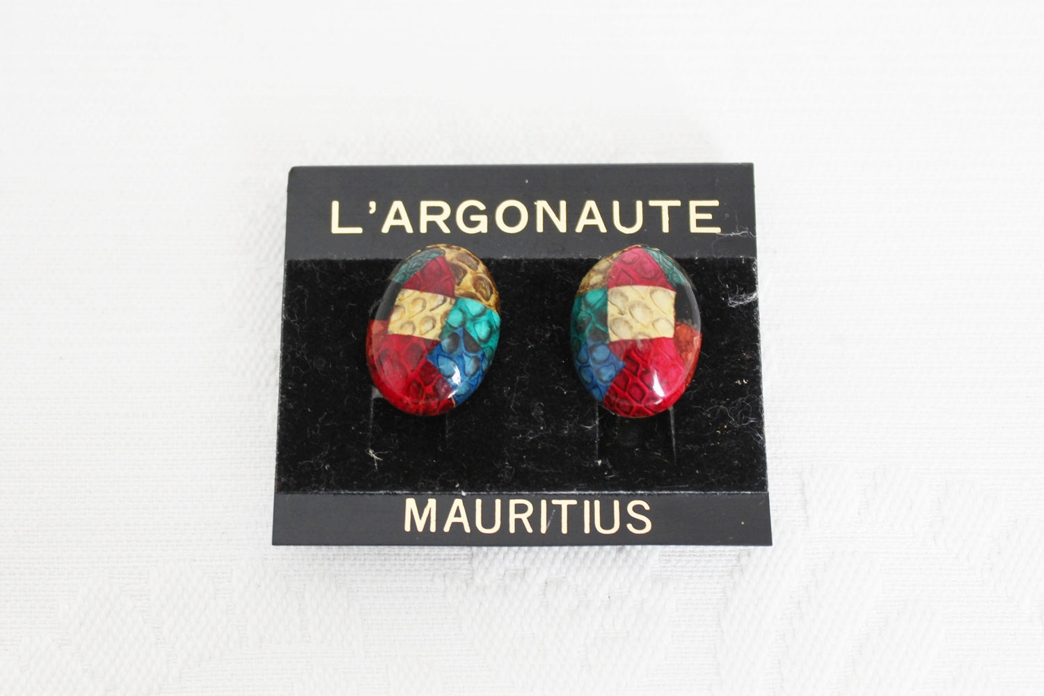 GENUINE SNAKE SKIN VINTAGE EARRINGS MULTI