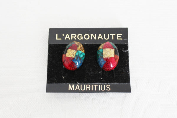 GENUINE SNAKE SKIN VINTAGE EARRINGS MULTI