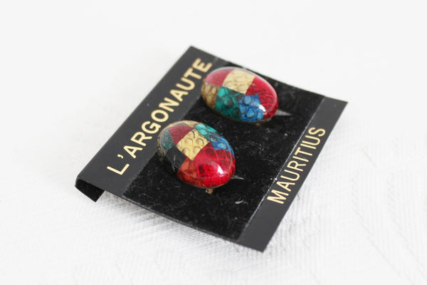 GENUINE SNAKE SKIN VINTAGE EARRINGS MULTI