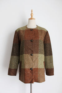 AVOCA 100% WOOL TWEED JACKET GREEN - SIZE 14