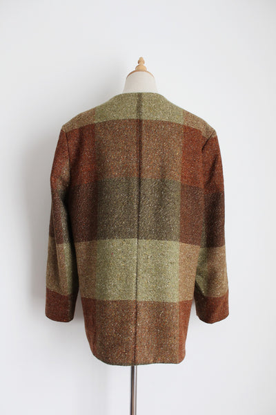 AVOCA 100% WOOL TWEED JACKET GREEN - SIZE 14