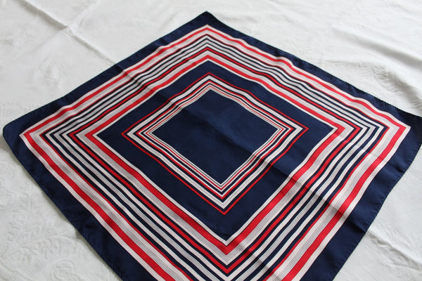 VINTAGE SMALL SCARF NAVY RED WHITE