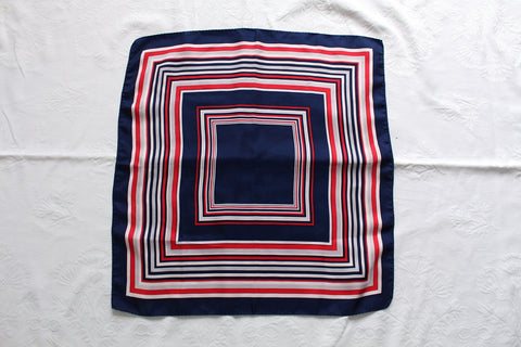 VINTAGE SMALL SCARF NAVY RED WHITE