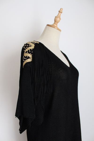 VINTAGE KNITTED FRINGED JERSEY - SIZE M