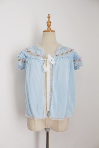VINTAGE FLOWER BED JACKET BLUE - SIZE S