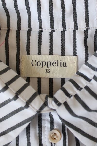COPPELIA COTTON STRIPE SHIRT DRESS WHITE - SIZE XS