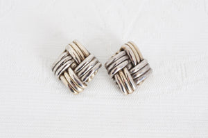 STERLING SILVER VINTAGE WOVEN CLIP-ONS
