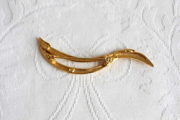 VINTAGE GOLD TONE ABSTRACT SWIRL BROOCH