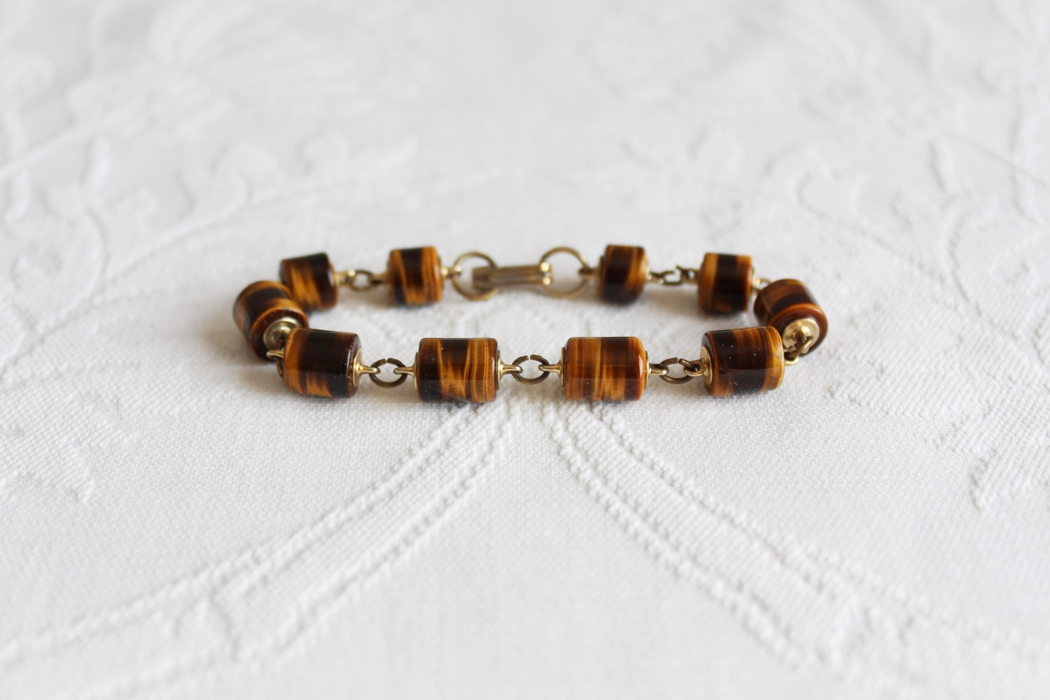 VINTAGE TIGERS EYE ROUNDED BEAD BRACELET