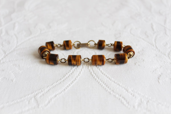 VINTAGE TIGERS EYE ROUNDED BEAD BRACELET