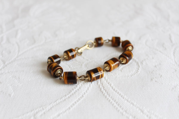 VINTAGE TIGERS EYE ROUNDED BEAD BRACELET