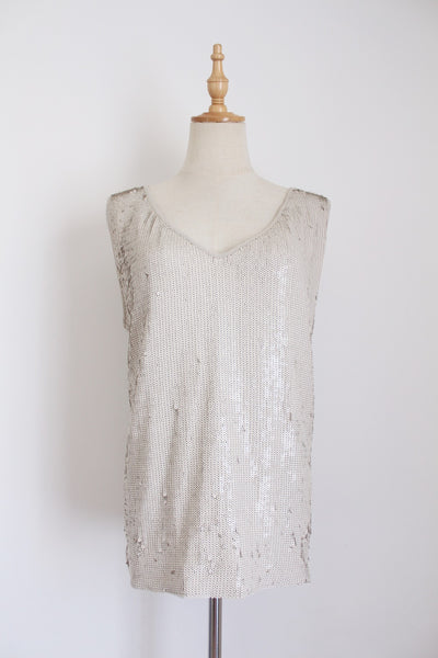 LIU JO SEQUINED TOP GREY - SIZE 16