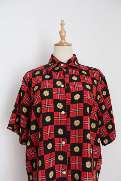 VINTAGE FF DESIGNER STYLE SHIRT RED - SIZE 16