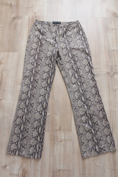 VINTAGE SNAKE SKIN FAUX SUEDE TROUSERS - SIZE 8