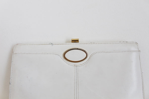 A&D SPITZ VINTAGE GENUINE LEATHER CLUTCH WHITE