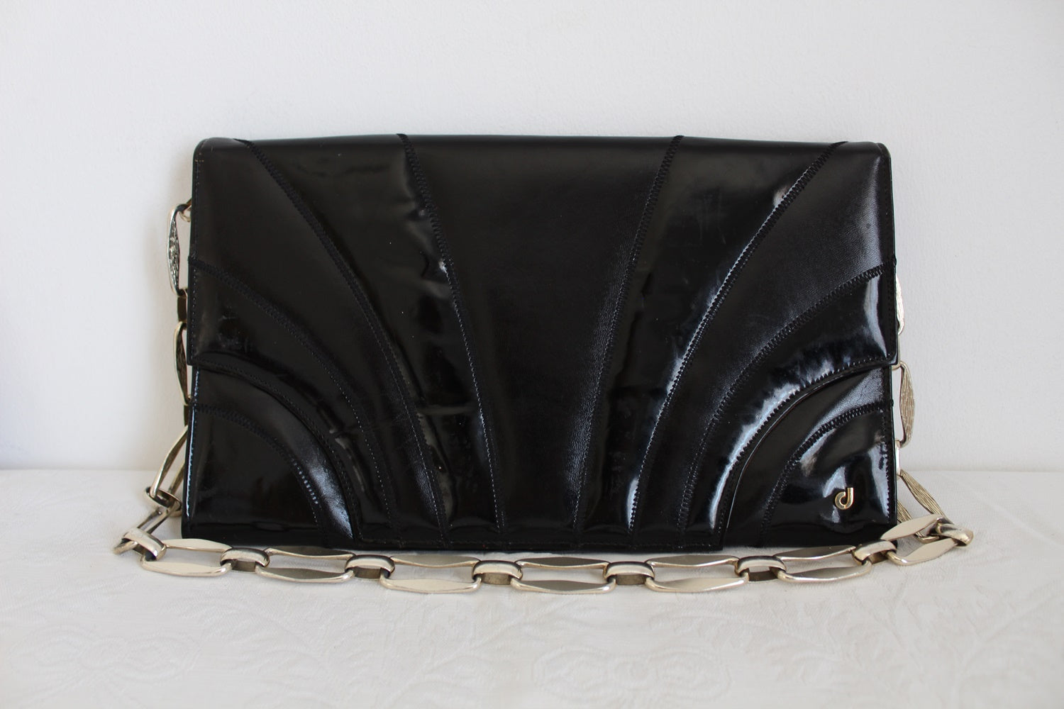 CHARLES JOURDAN PARIS VINTAGE PATENT BAG BLACK