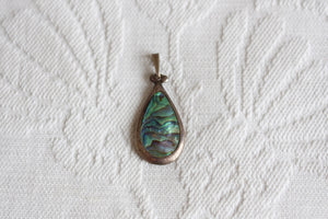 STERLING SILVER ABALONE SHELL VINTAGE PENDANT