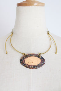 VINTAGE BRASS COPPER HAND MADE STATEMENT NECKLACE