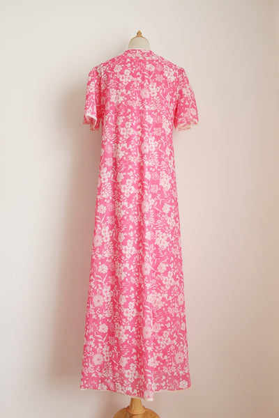 VINTAGE FLORAL NIGHTIE TWO PIECE PINK - SIZE 10