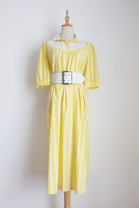 VINTAGE STRIPED NIGHTGOWN DRESS YELLOW - SIZE 10