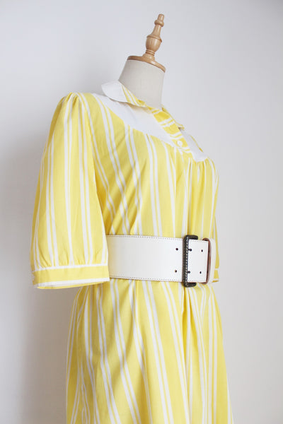 VINTAGE STRIPED NIGHTGOWN DRESS YELLOW - SIZE 10