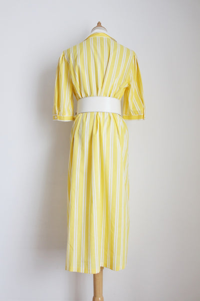 VINTAGE STRIPED NIGHTGOWN DRESS YELLOW - SIZE 10